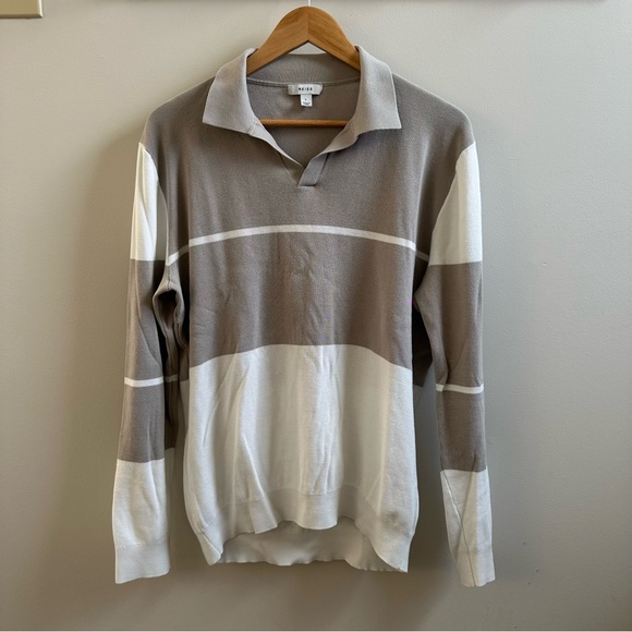 Reiss Cream Polo Shirt with Classic Color-Blocked Design - Picture 2 of 4